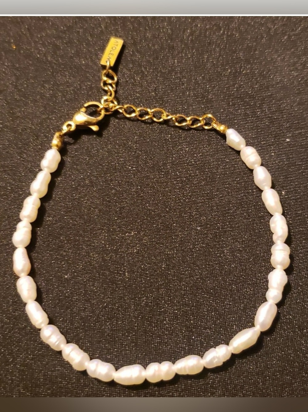 Atolea Gold and White Freshwater Pearl Bracelet